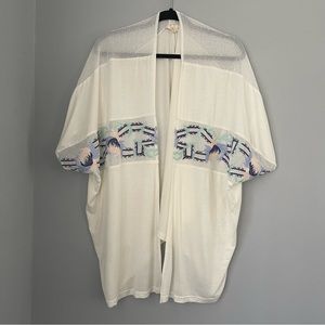 Entro White Cardigan Embroidery Floral Size Medium